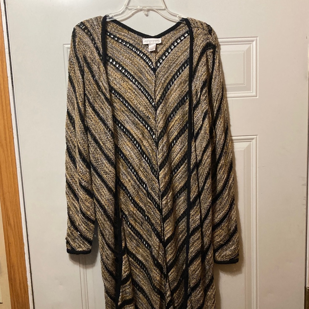 Christopher & Banks Striped Long Cardigan S